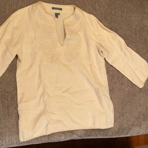 𝅺ralph Lauren women’s linen embroidered tunic; med